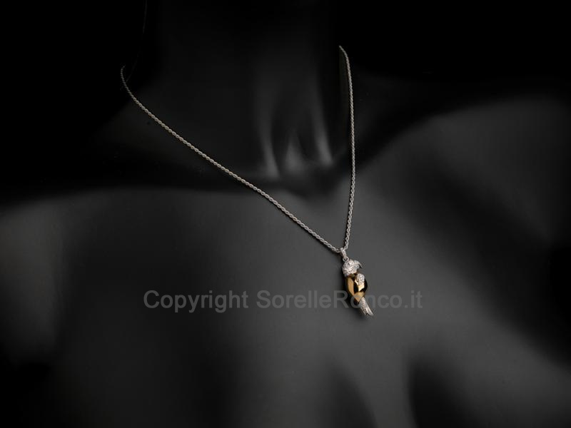 COLLANA PENDENTE PAPPAGALLO E DIAMANTI