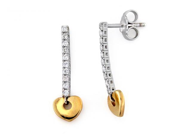 CF01644 - Orecchini Pendenti Cuore Oro e Diamanti