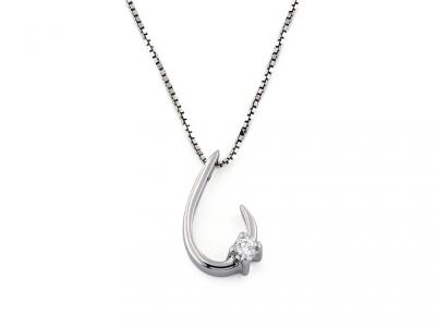 Collana in Oro Bianco e Diamante 0.05 Ct