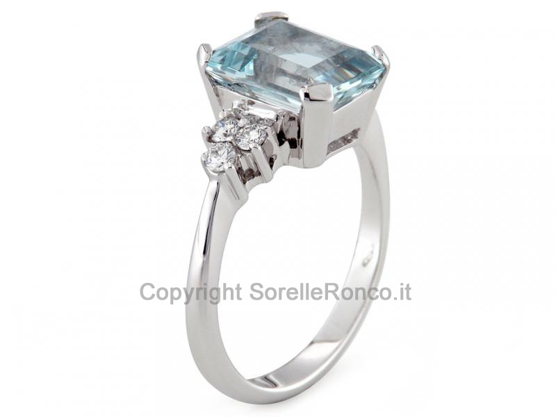 ANELLO DIAMANTI E ACQUAMARINA DA 3.00 CT