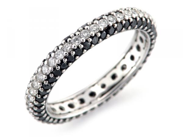 CF01670 - Anello Diamanti Neri e Bianchi Eternity