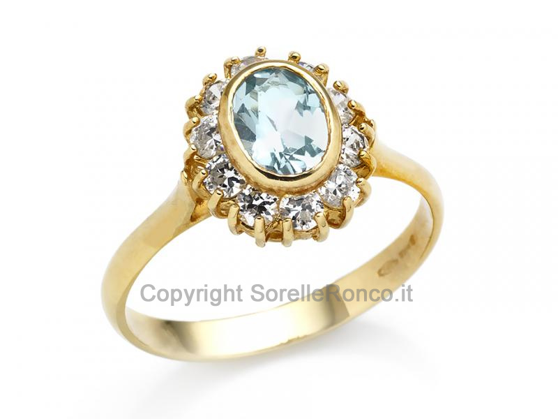 ANELLO ELEGANTE IN ORO GIALLO E ZIRCONI