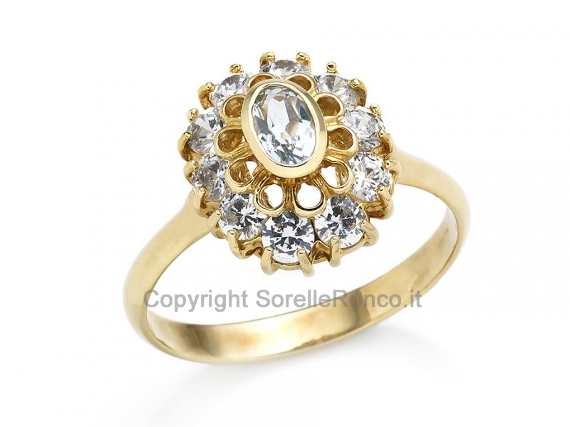 ANELLO ELEGANTE IN ORO GIALLO E ZIRCONI