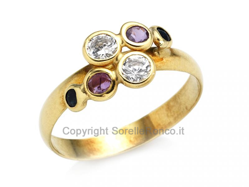 ANELLO ORO E ZIRCONI MULTICOLOR