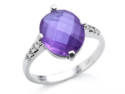 Anello in Oro Bianco 18 Kt  Alexite e Zirconi
