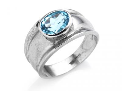 Anello a Fascia Oro e Zirconi Azzurro
