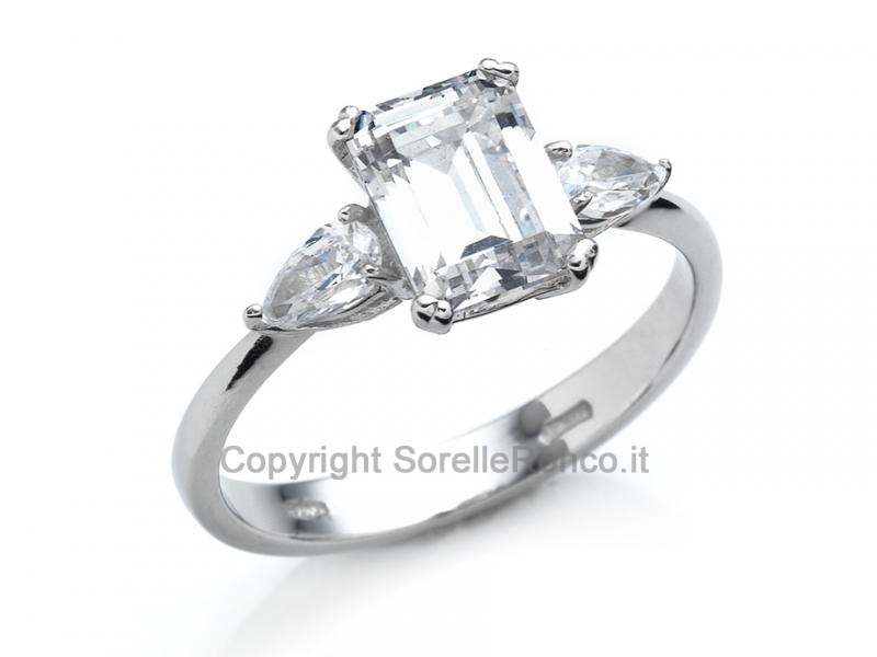 ANELLO DA FIDANZAMENTO ORO BIANCO 18KT ZIRCONI 