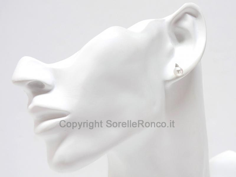 ORECCHINI DIAMANTI 3GRIFFE PERLE 6.5-7MM