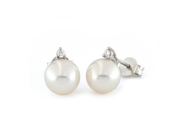 CF01774 - Orecchini Diamanti 3Griffe Perle 6.5-7mm