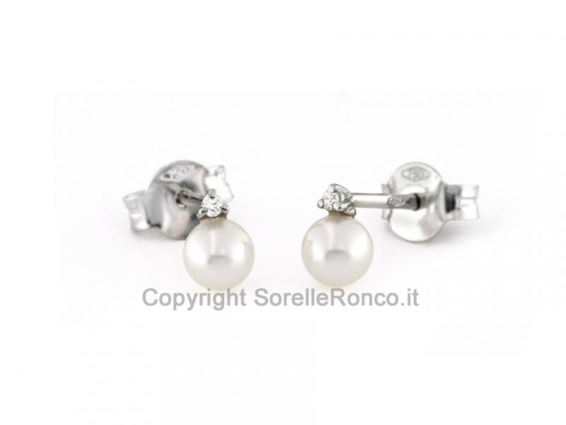 ORECCHINI DIAMANTI 3 GRIFFE PERLE AKOYA 4.5-5MM