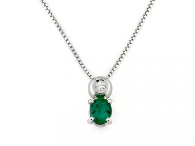 Collana Punto Luce e Smeraldo Ovale