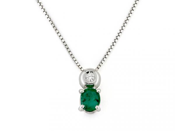 CF01790 - Collana Punto Luce e Smeraldo Ovale