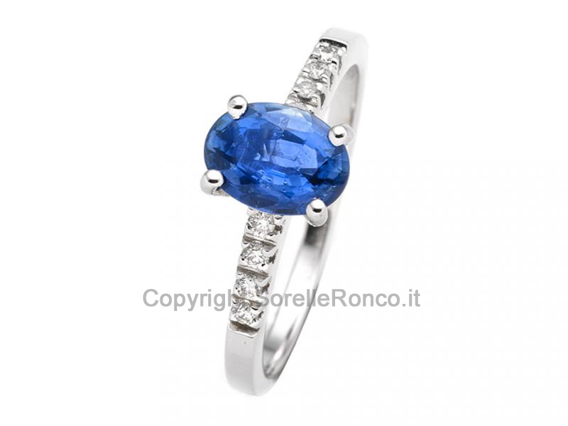 ANELLO ORO DIAMANTI E ZAFFIRO 1.28 CT