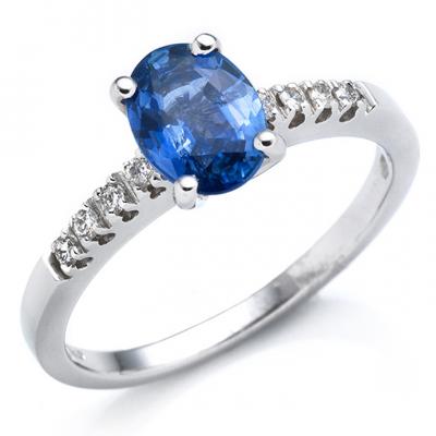 Anello Oro Diamanti e Zaffiro 1.28 Ct