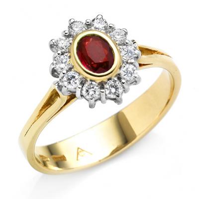 Anello con Diamanti e Rubino 0.39 Ct