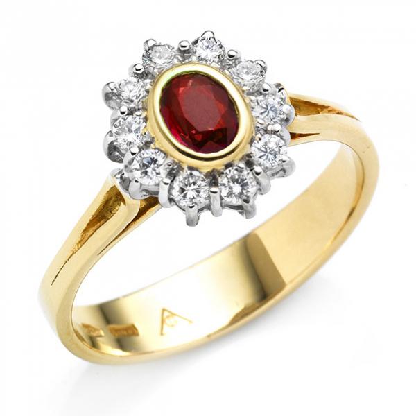 CF01845 - Anello con Diamanti e Rubino 0.39 Ct