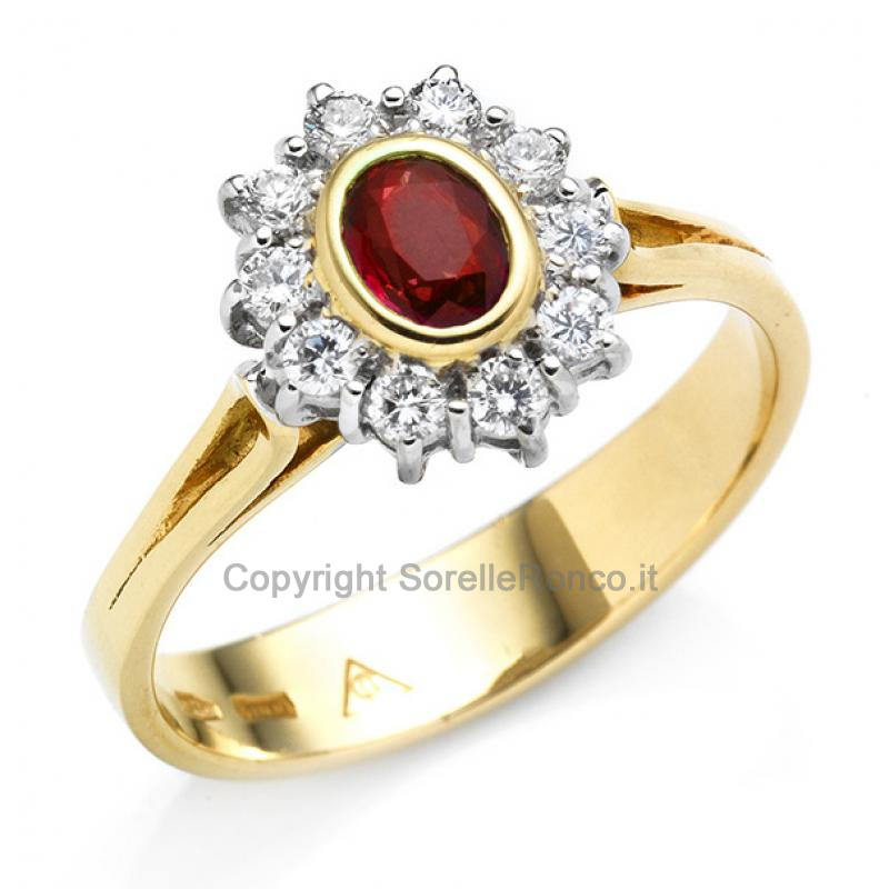 ANELLO CON DIAMANTI E RUBINO 0.39 CT