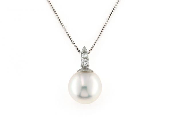 CF01853 - Collana Oro Diamanti e Perla ø 9 mm