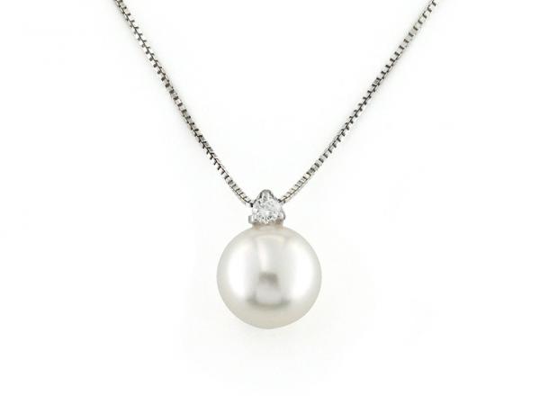 CF01856 - Collana Oro Diamante e Perla ø 9-9.5 mm