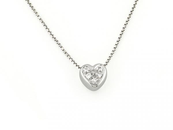 CF01861 - Collana Pendente Cuore e Diamanti 0.05Ct
