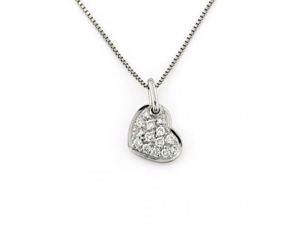 CF01862 - Collana Pendente Cuore e Diamanti 0.14Ct