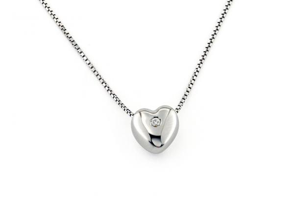 CF01865 - Collana Pendente Cuore Puntoluce 0.01 Ct