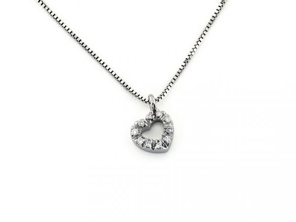 CF01866 - Collana Pendente Cuore e Diamanti 0.06Ct