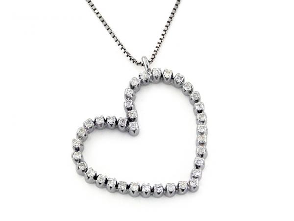 CF01869 - Collana Pendente Cuore e Diamanti 0.30Ct