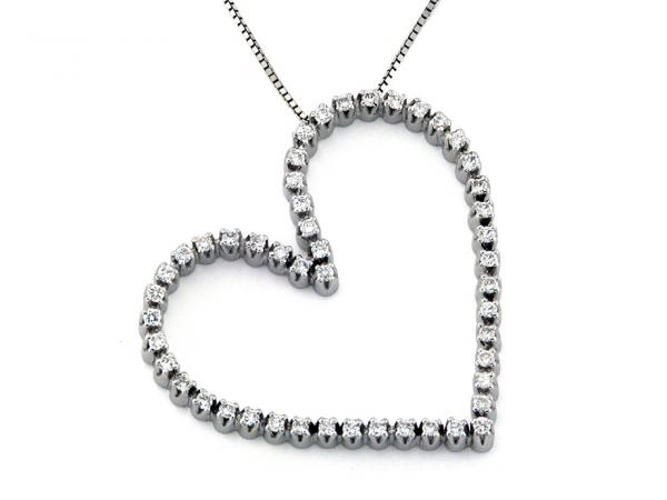 CF01870 - Collana Pendente Cuore e Diamanti 0.36Ct