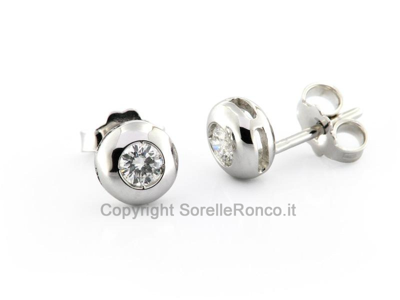 ORECCHINI ORO 18 KT E ZIRCONI Ø 3 MM