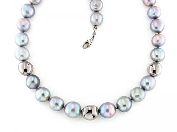 CF01891 - Collana con Perle a Bottone Degradé