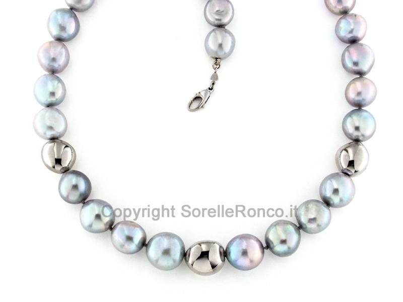 COLLANA CON PERLE A BOTTONE DEGRADÉ