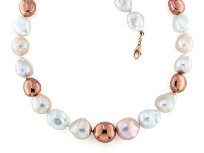 Collana con Perle Barocche e Oro Rosa