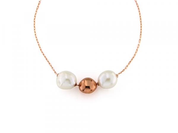 CF01893 - Collana con Perle Bianche e Oro Rosa