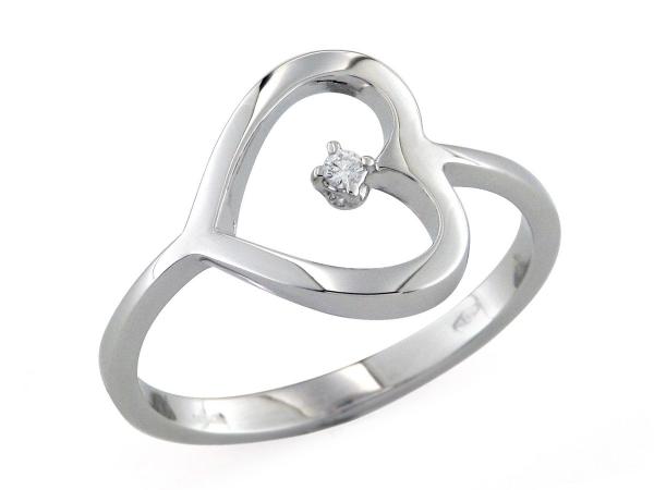 CF01895 - Anello Cuore con Diamante 0.02 Ct
