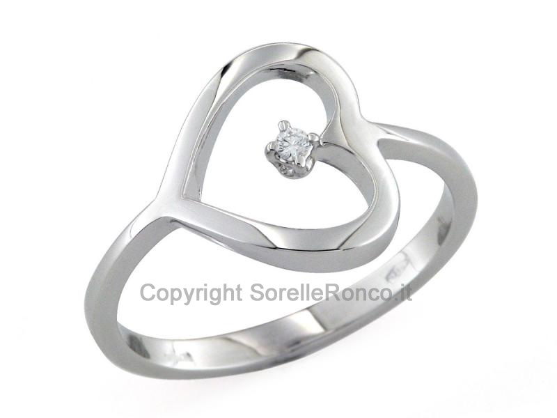 ANELLO CUORE CON DIAMANTE 0.02 CT