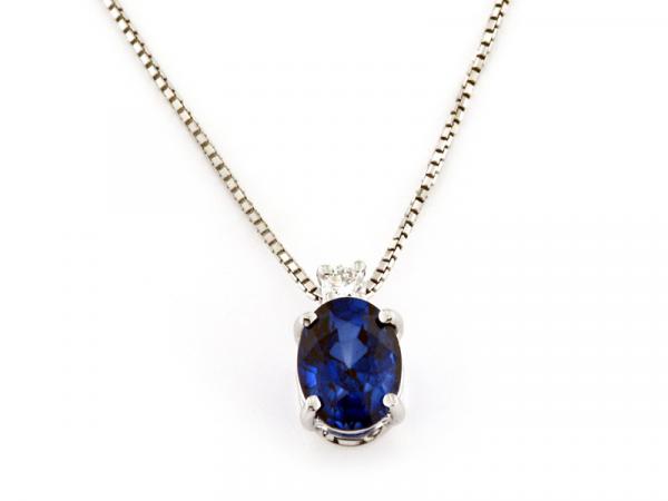 CF01898 - Collana con Diamante e Zaffiro 5x7mm