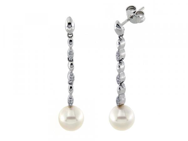 CF01904 - Orecchini Oro Diamanti e Perle ø 8 mm