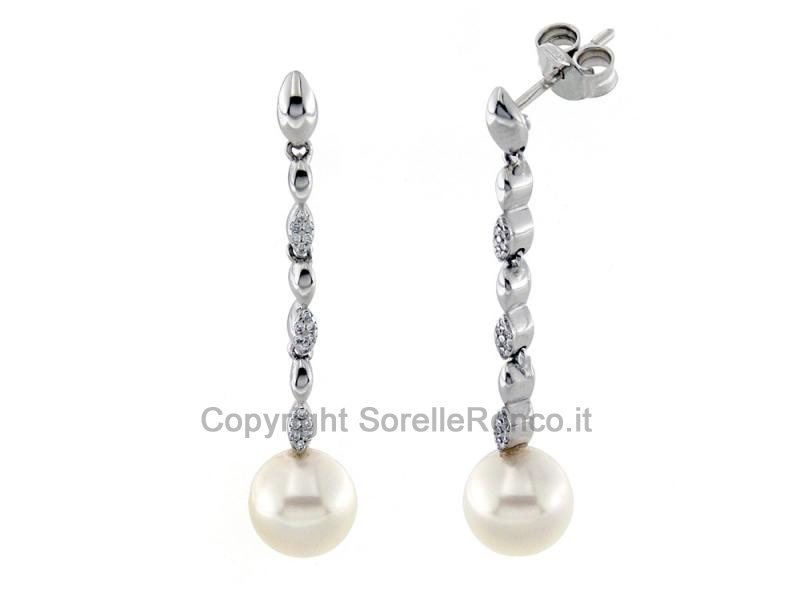 ORECCHINI ORO DIAMANTI E PERLE Ø 8 MM