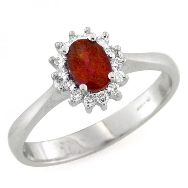 CF01936 - Anello Oro Bianco con Diamanti e Rubino