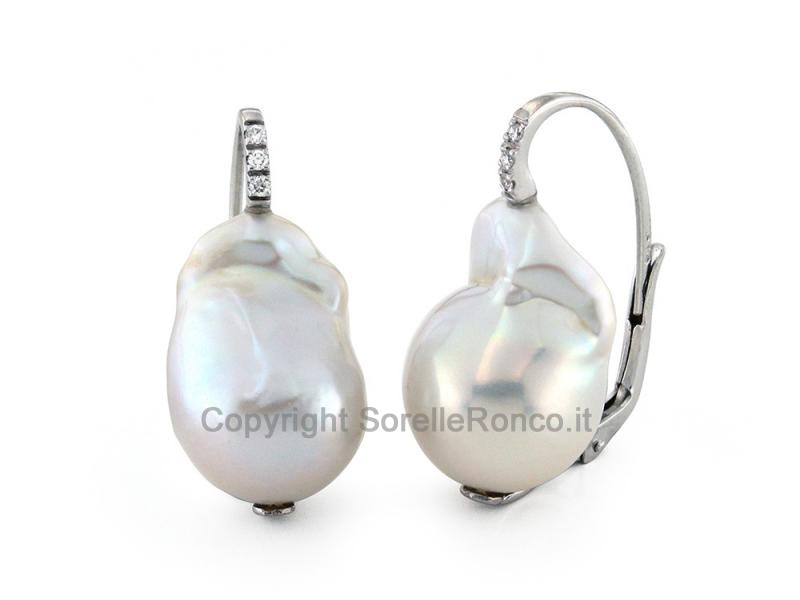 ORECCHINI DIAMANTI E PERLE BAROCCHE