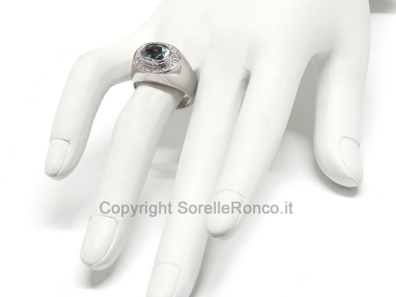 ANELLO IN ORO BIANCO ACQUAMARINA 1.20 CT
