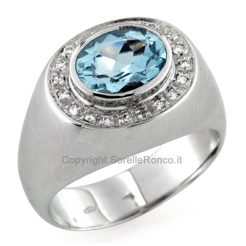 ANELLO IN ORO BIANCO ACQUAMARINA 1.20 CT