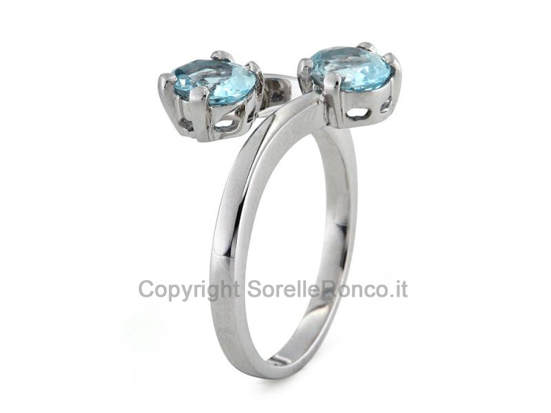 ANELLO IN ORO BIANCO ACQUAMARINA 1.40 CT