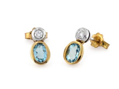 Orecchini Oro Bicolor Acquamarina 0.84Ct
