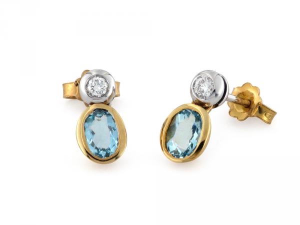 CF01952 - Orecchini Oro Bicolor Acquamarina 0.84Ct