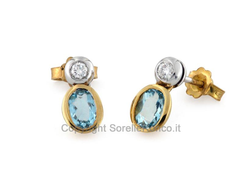 ORECCHINI ORO BICOLOR ACQUAMARINA 0.84CT
