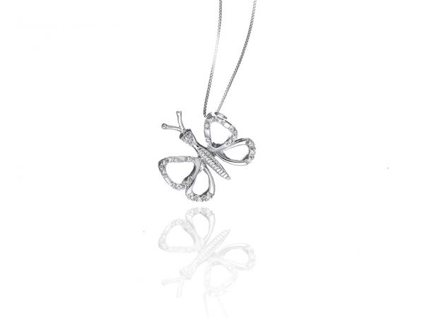CF01954 - Collana Pendente Farfalla Oro e Diamanti