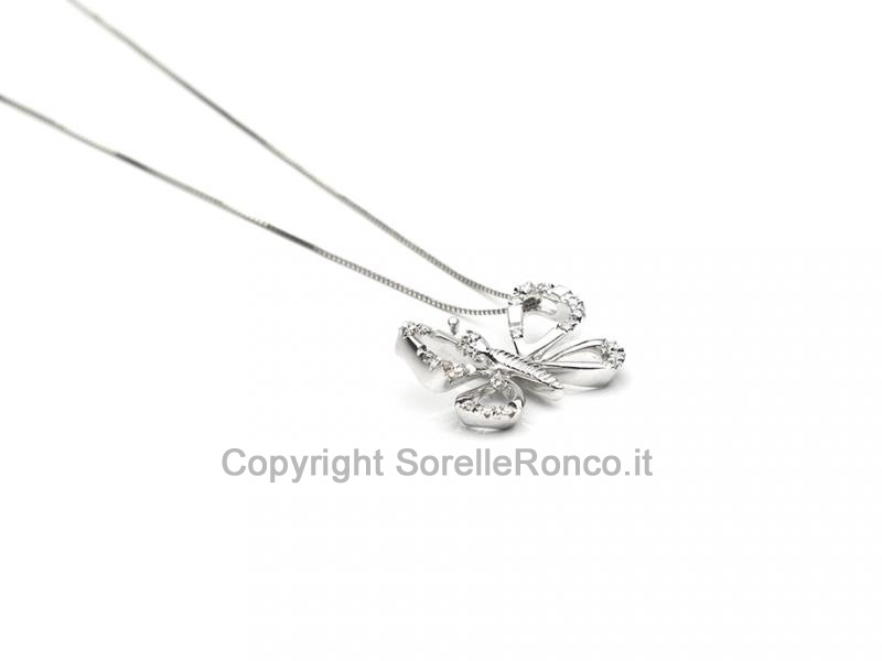 COLLANA PENDENTE FARFALLA ORO E DIAMANTI