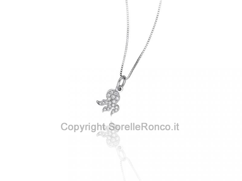 COLLANA POLIPO E PAVÉ DIAMANTI 0.08 CT